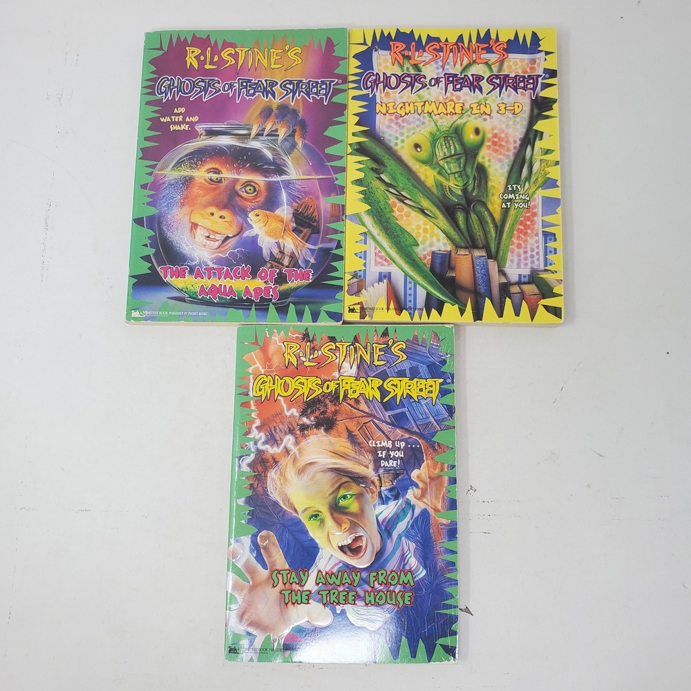 RL Stine Ghosts of Fear Street Books 3 4 5 Aqua Apes Nightmare 3D Tree House Lot